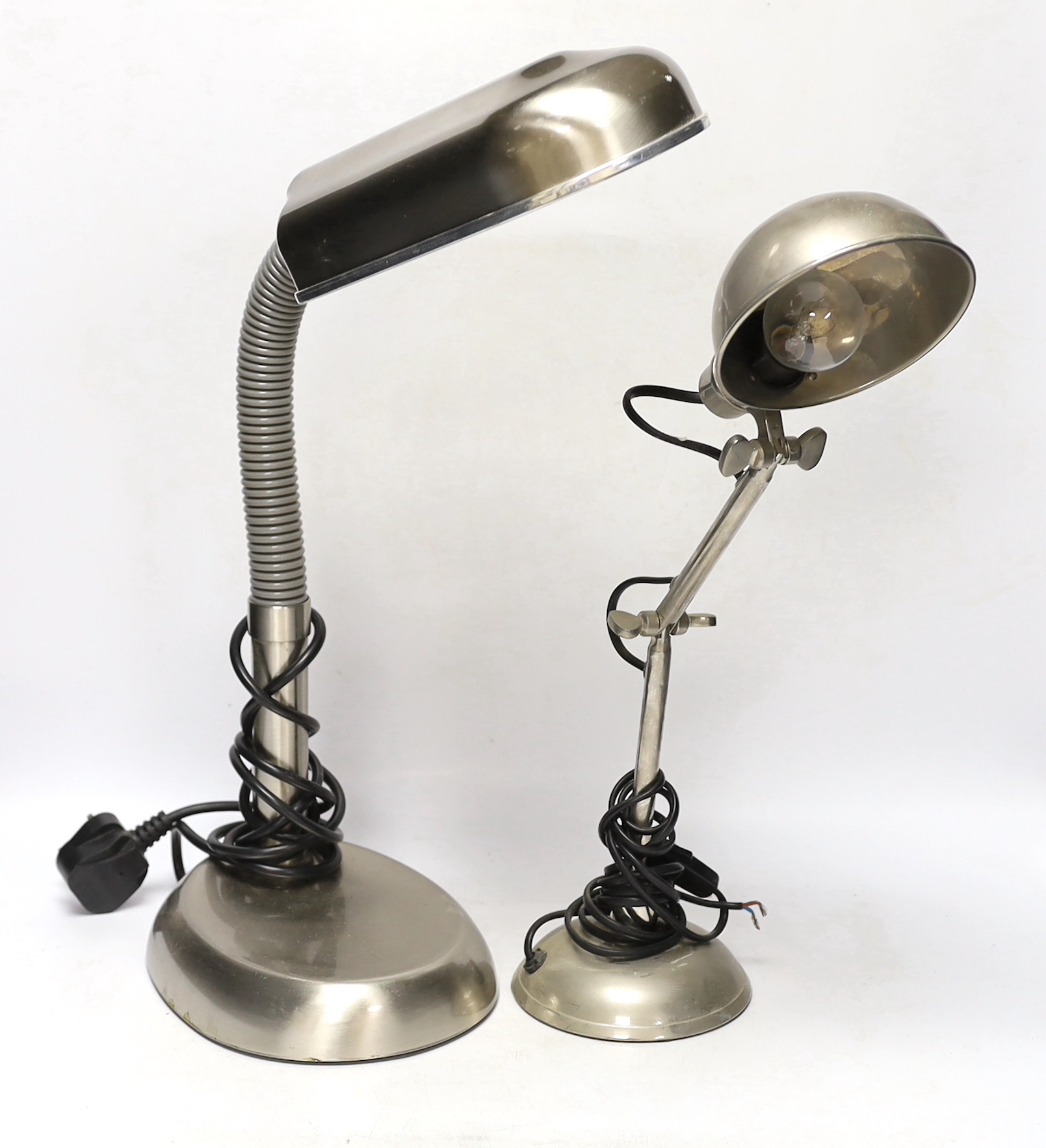 An Industrial style angle lamp and another